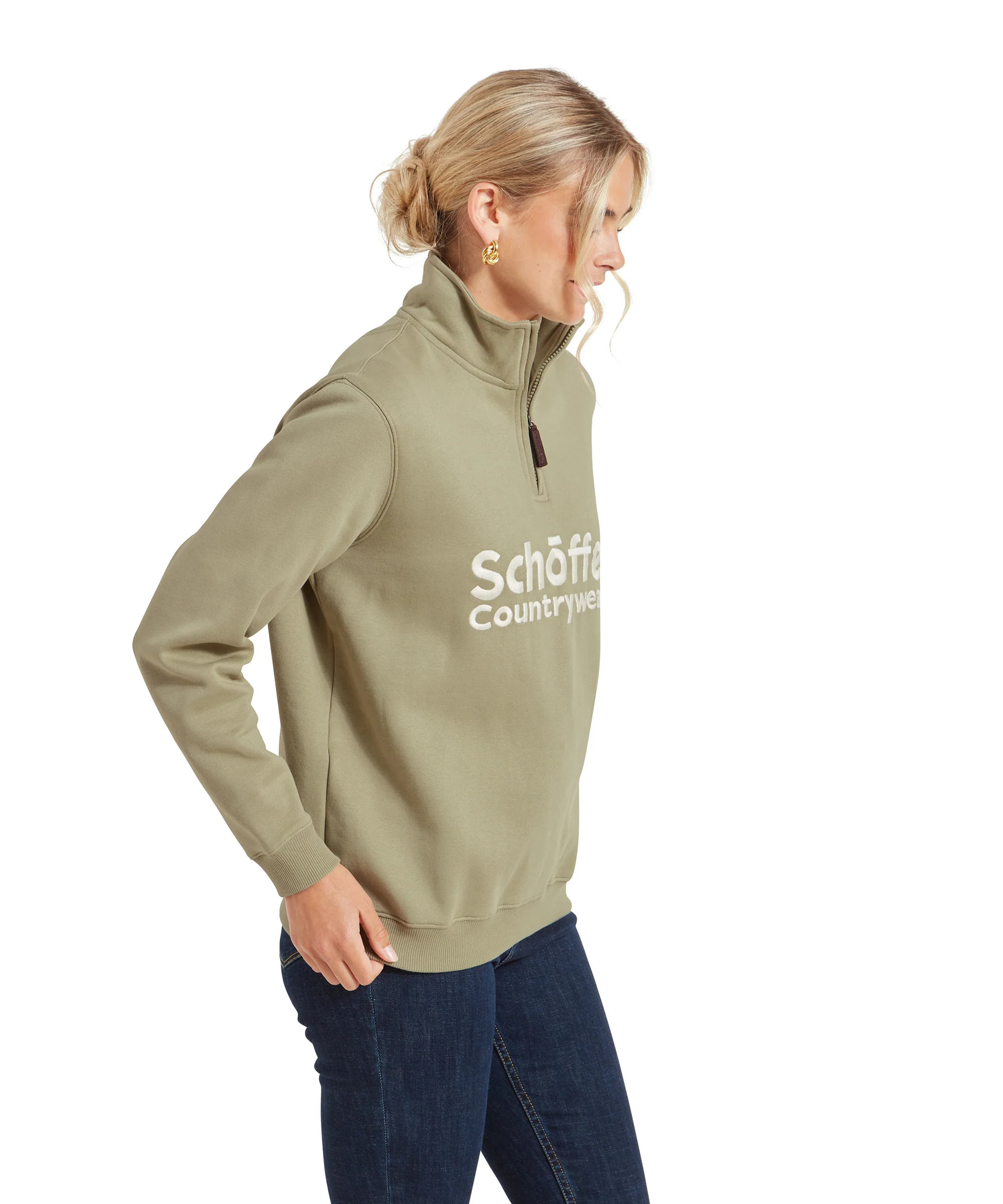 St Issey Quarter Zip Sweatshirt - Light Sage - Image 4