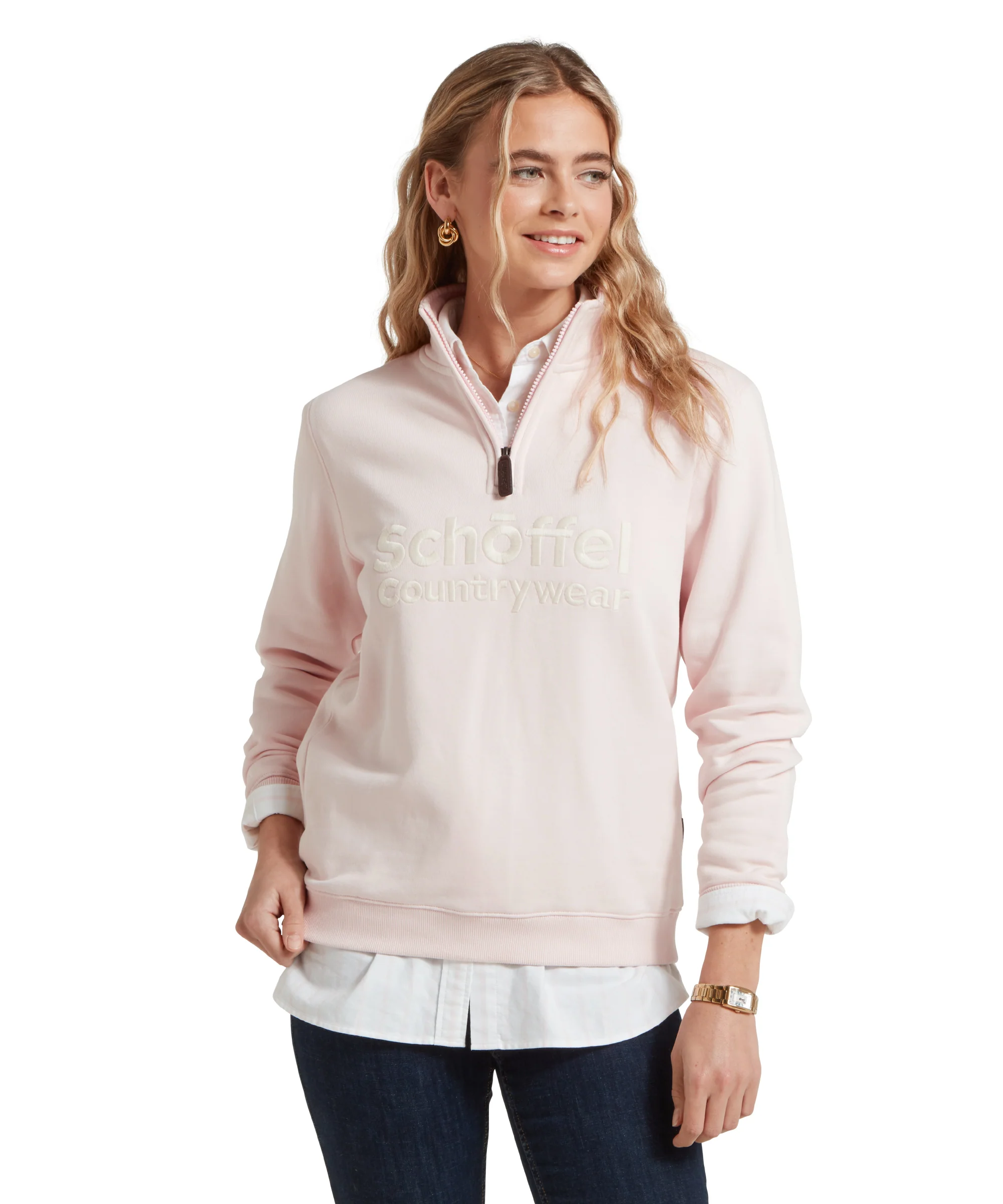 St Issey Quarter Zip Sweatshirt - Mauve Blush - Image 2