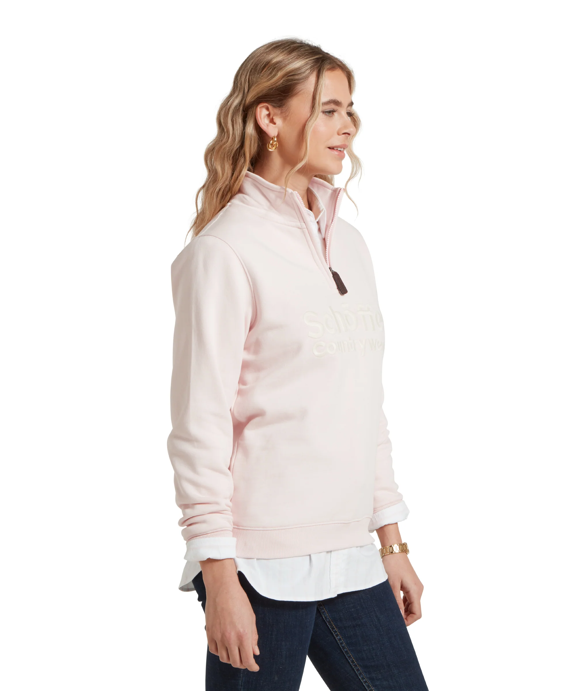 St Issey Quarter Zip Sweatshirt - Mauve Blush - Image 4