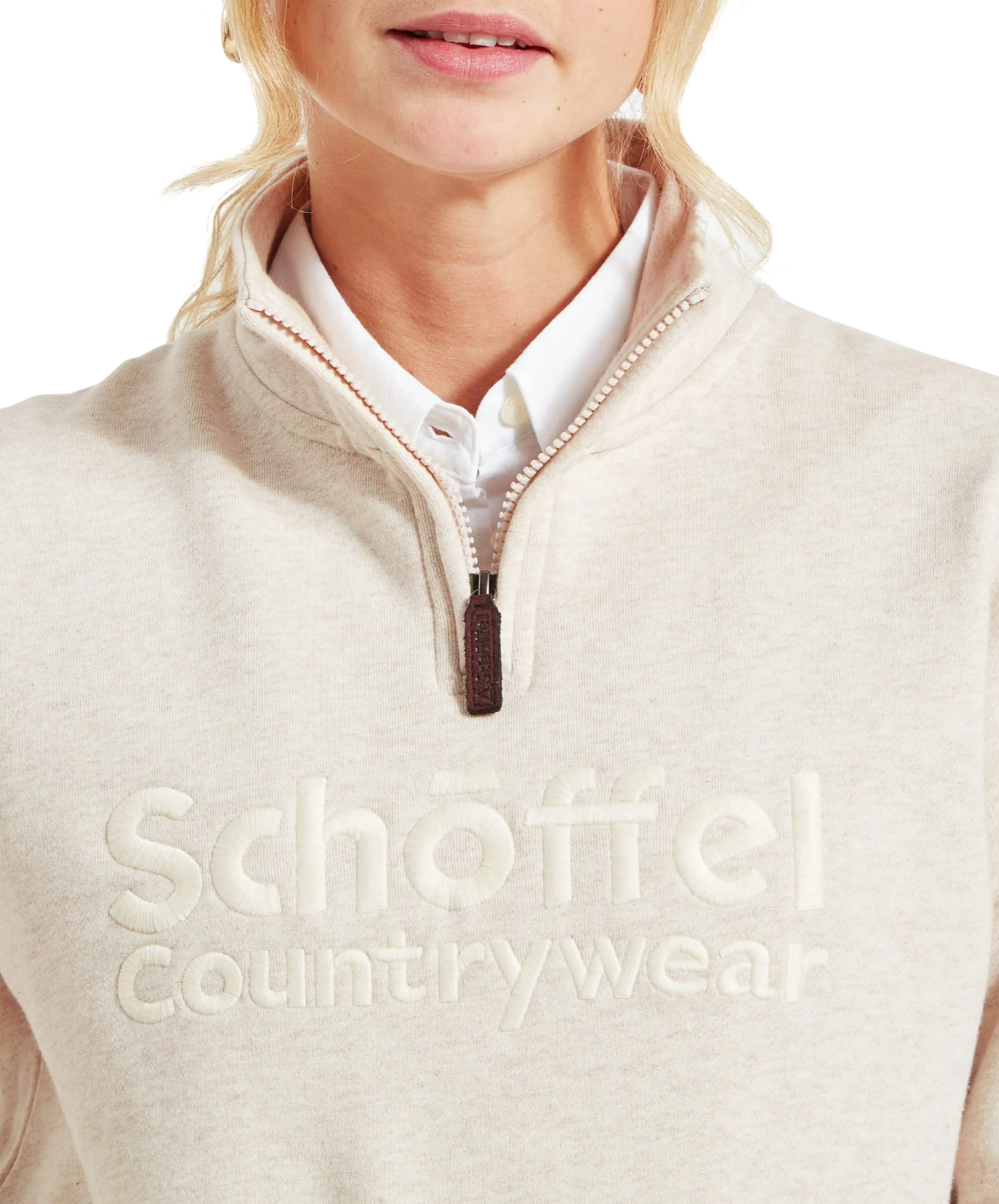 St Issey Quarter Zip Sweatshirt - Oat Marl - Image 6