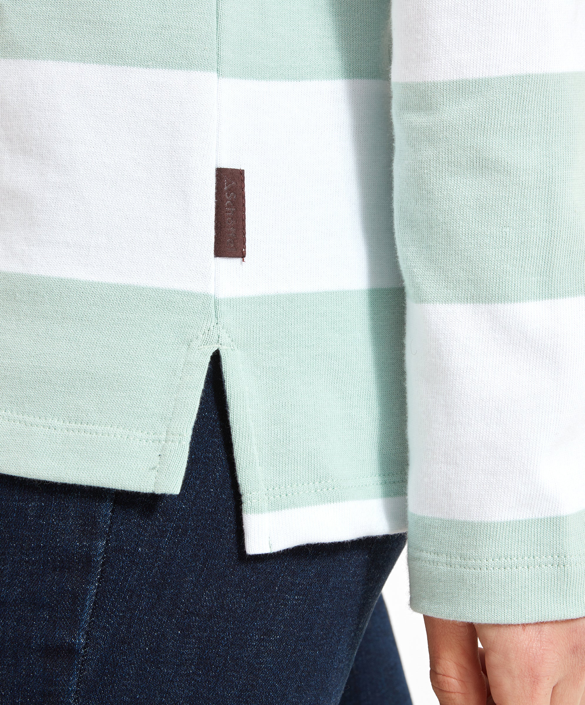St Mawgan Rugby Shirt - Mint/White Stripe - Image 6
