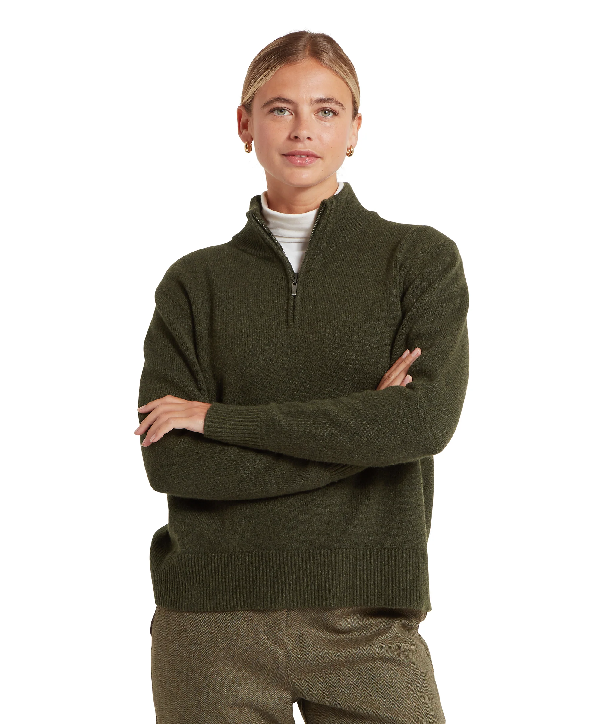 Thoralby Quarter Zip Jumper - Loden - Image 2