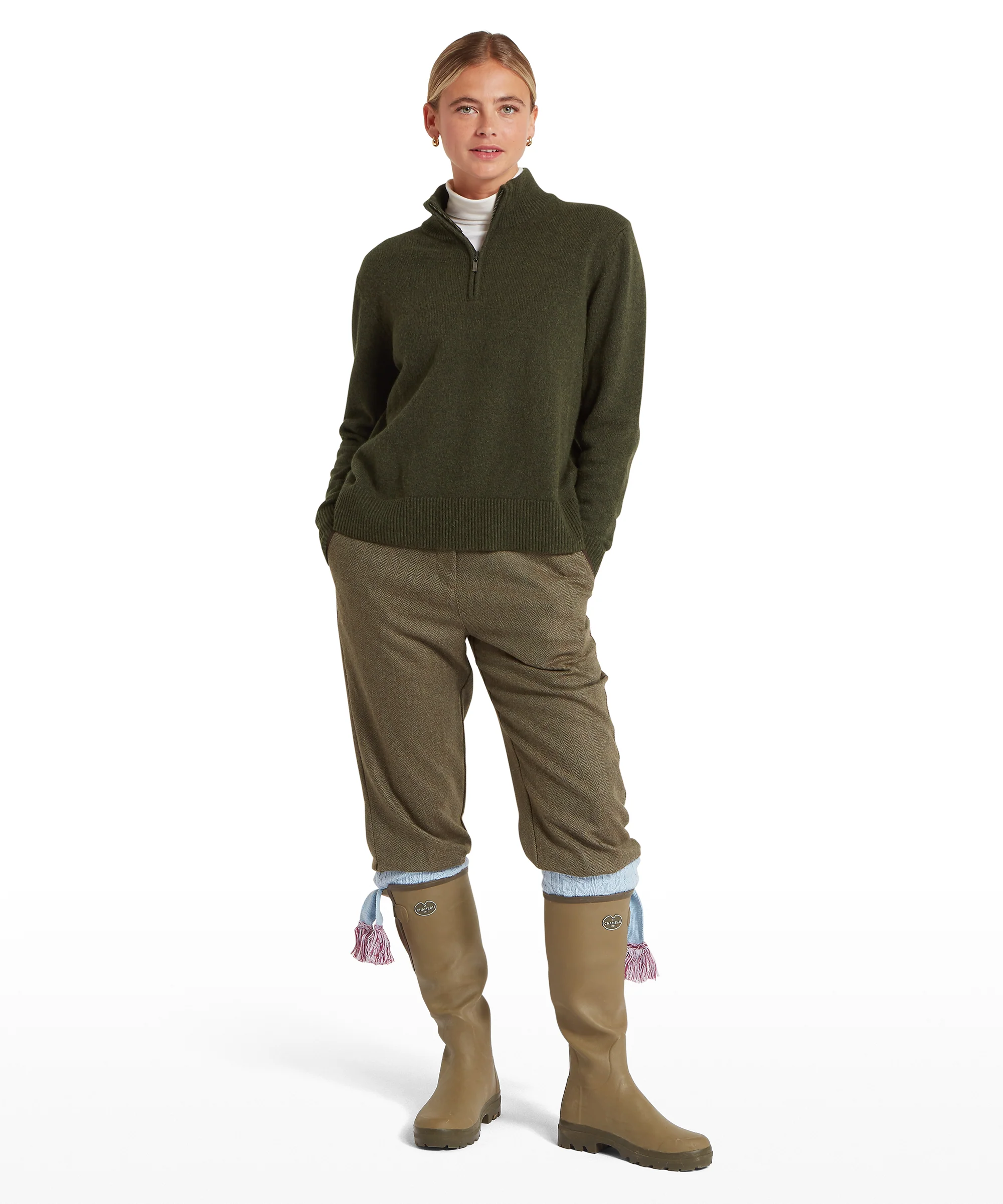 Thoralby Quarter Zip Jumper - Loden - Image 3