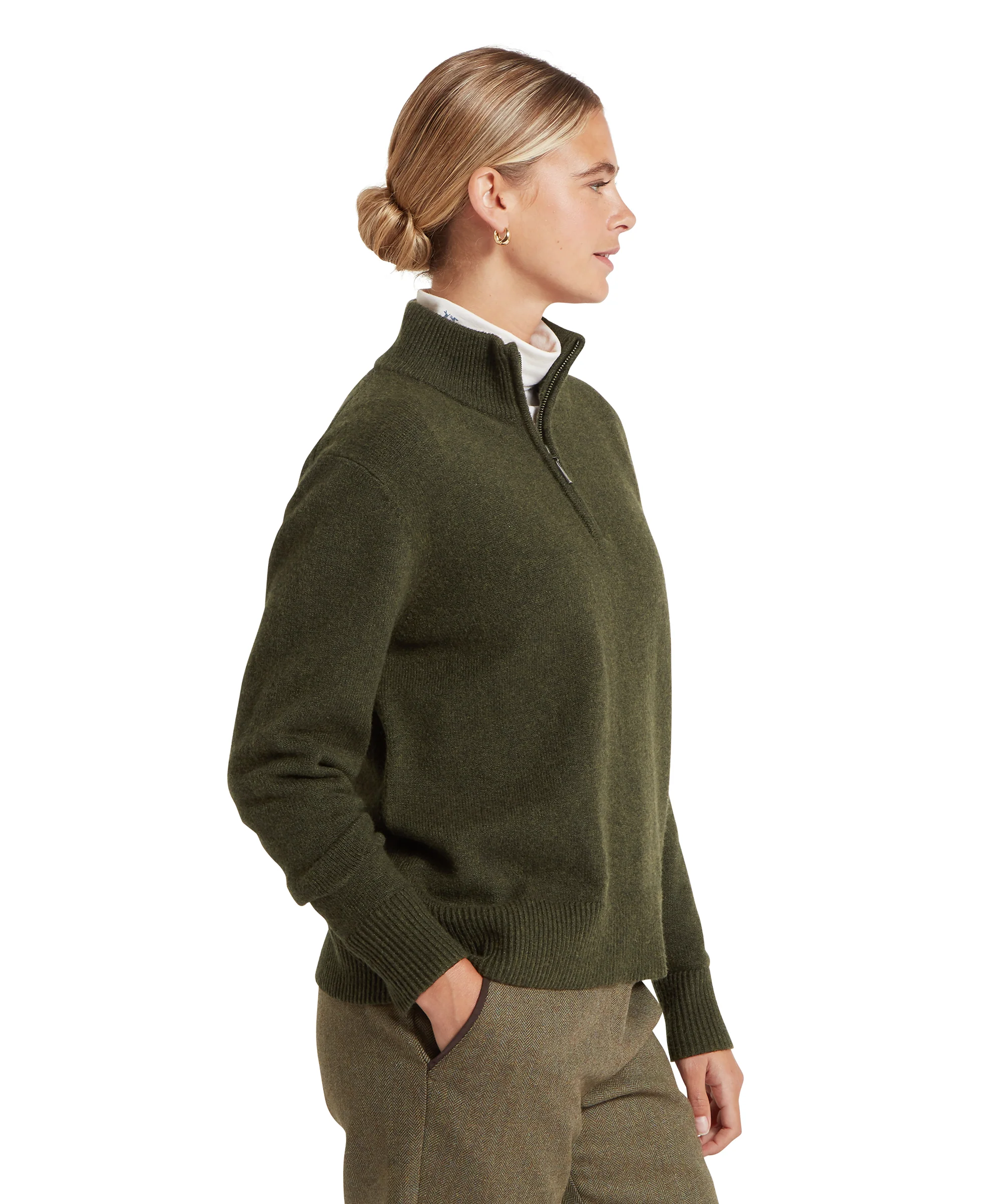 Thoralby Quarter Zip Jumper - Loden - Image 4