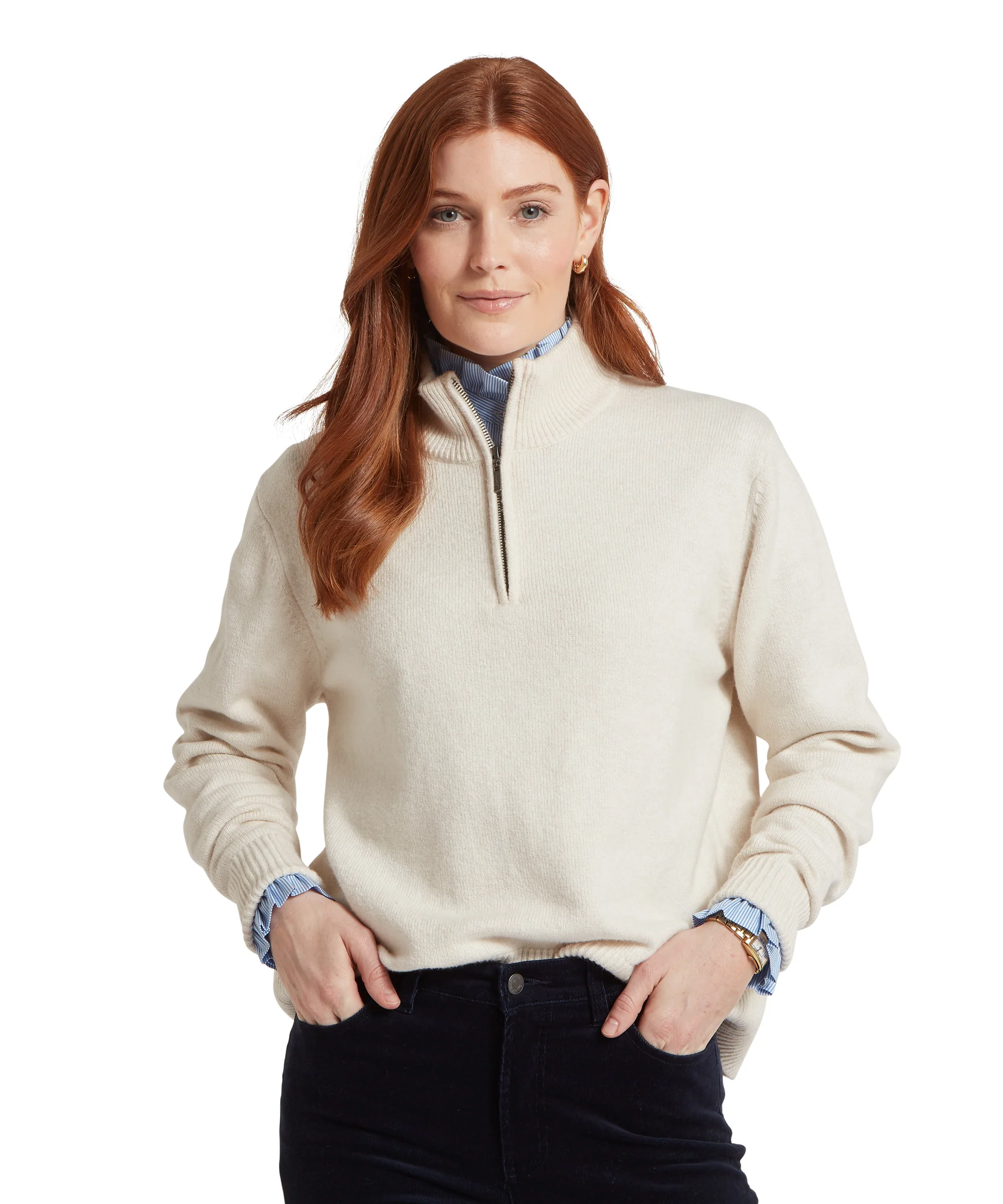 Thoralby Quarter Zip Jumper - Soft White - Image 2