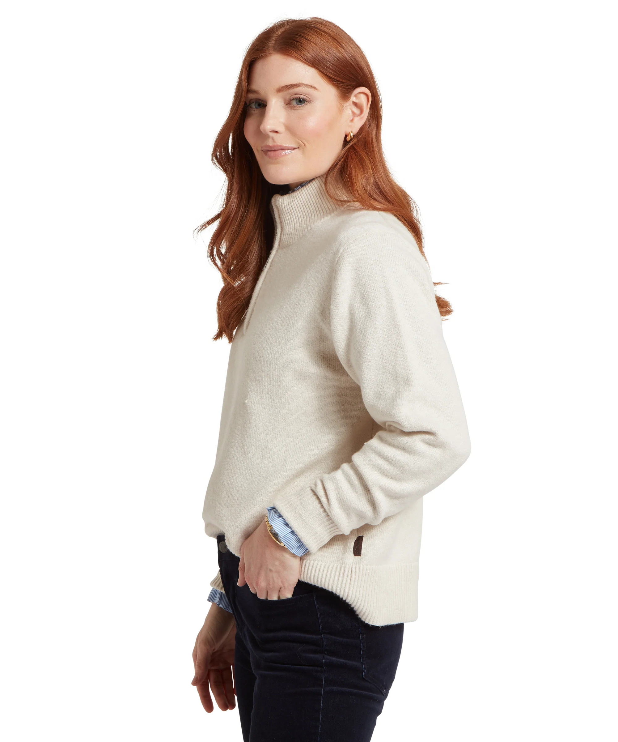 Thoralby Quarter Zip Jumper - Soft White - Image 4