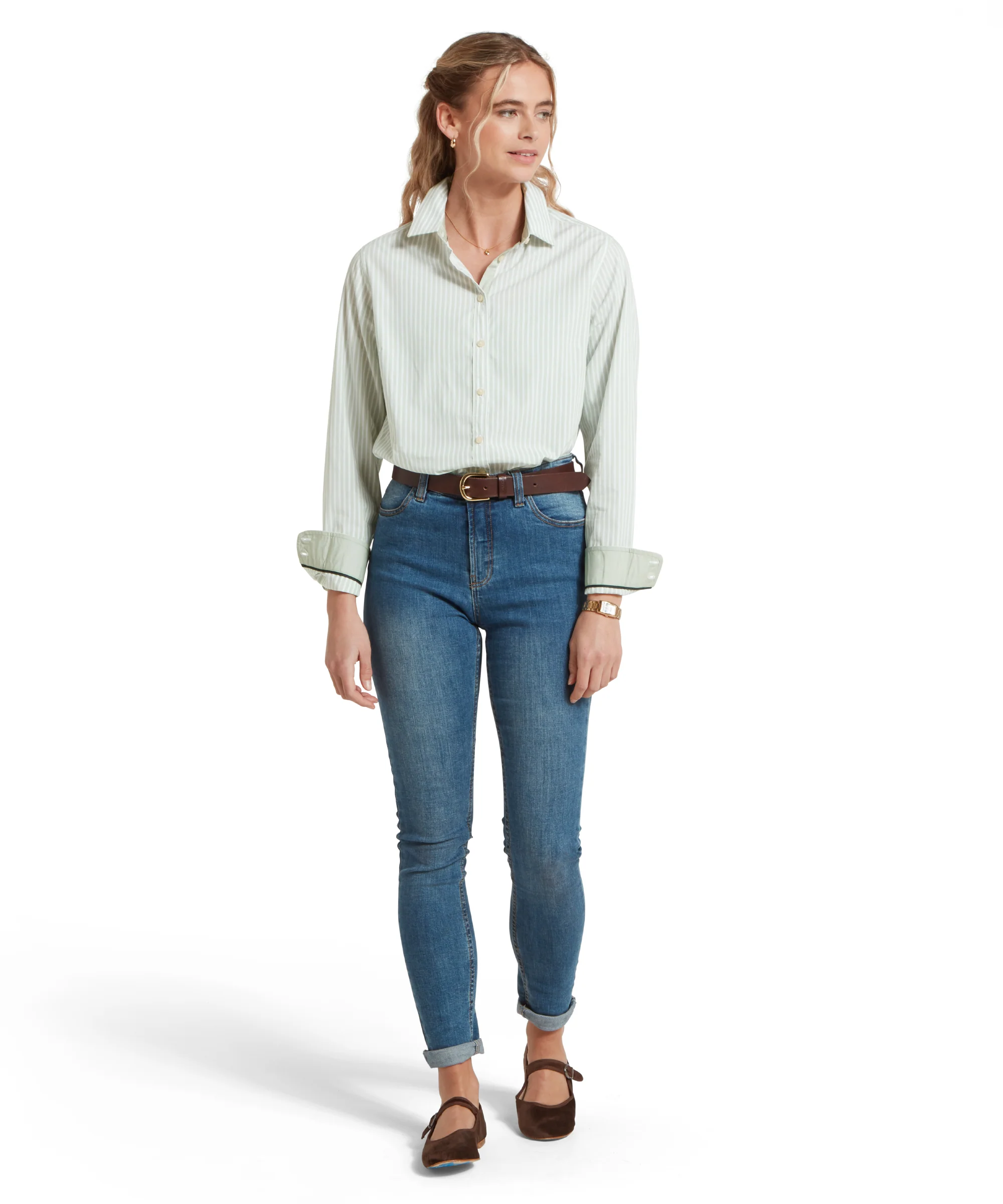 Women's Holme Striped Shirt - Aqua Sage - Image 3